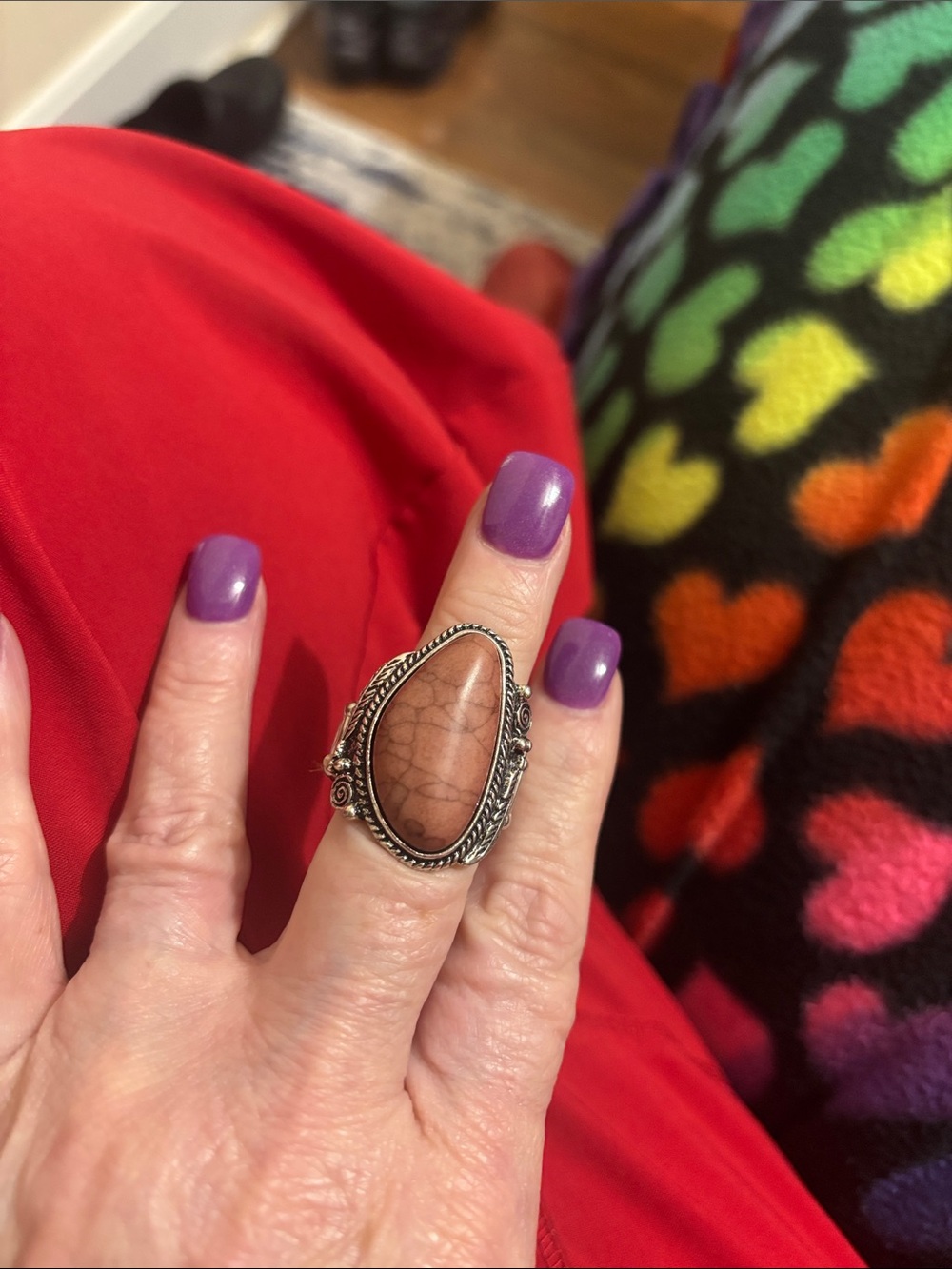 Boho Teardrop Brown Stone Statement Ring - Women Jewelry